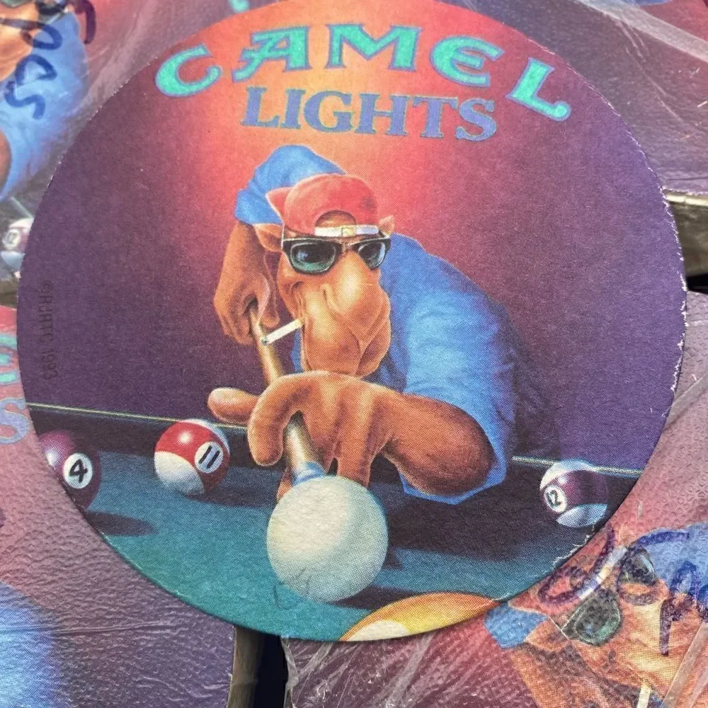 Vintage Camel Lights Joe Cool Pool Cardboard Coasters -100 pool table
